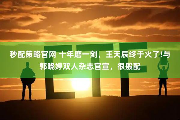 秒配策略官网 十年磨一剑，王天辰终于火了!与郭晓婷双人杂志官宣，很般配